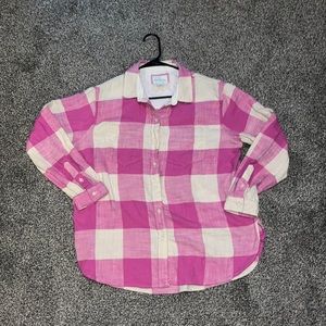 NWOT American Eagle pink and white flannel small
